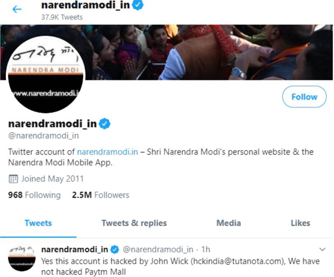 modi twitter account hacked