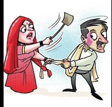 cartoon wife man fite