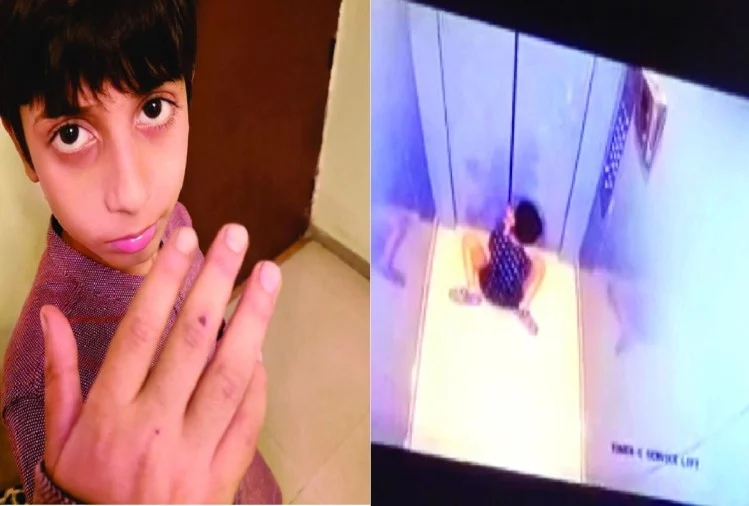 child got stuck in lift