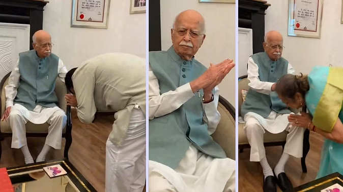 Lal Krishna Adwani: पूर्व उप प्रधानमंत्री लालकृष्ण आडवाणी से नितिन गडकरी ने की मुलाकात, पैर छूकर लिया आशीर्वाद