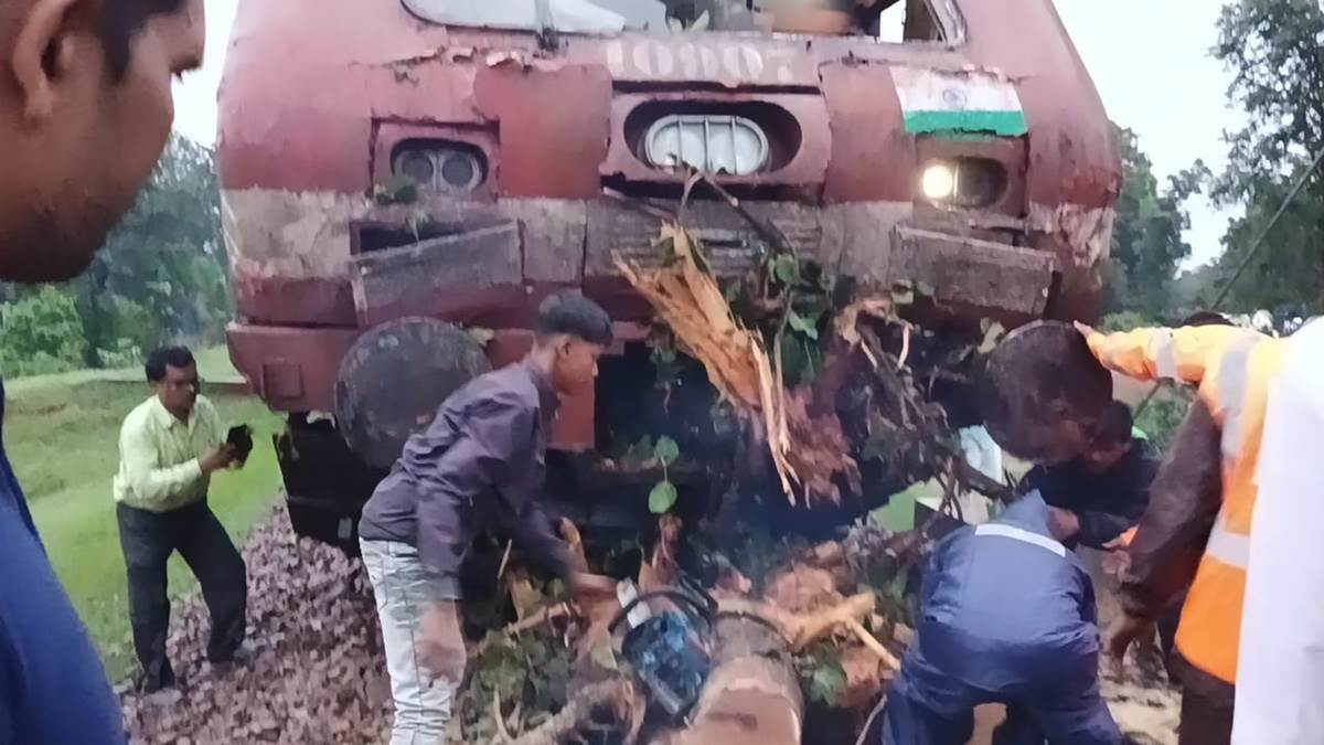 पैसेंजर ट्रेन विशालकाय बरगद पेड़ से टकरा गई, हादसे का शिकार हुआ चालक 22 26 07 2024 train derail in cg