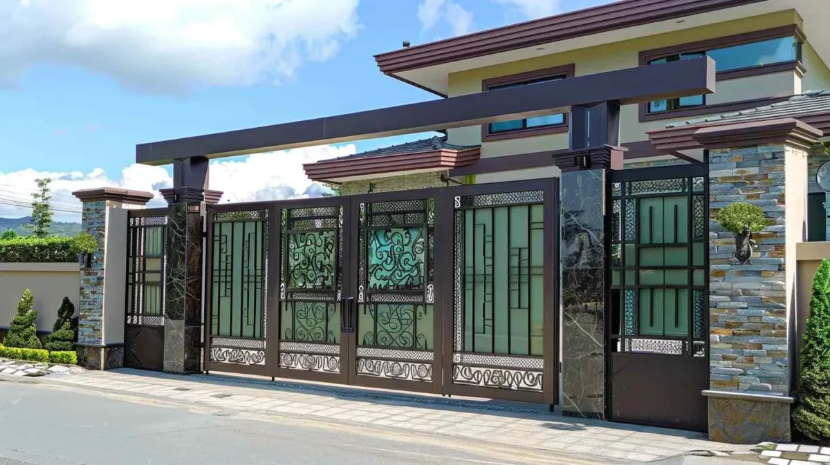 earthy brown and sage green main gate colour combination 1200x673 1