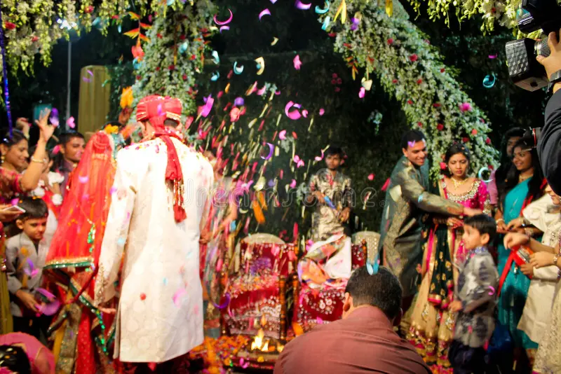 indian wedding making promises taking care each other life long presence relatives lord agni fire happiness