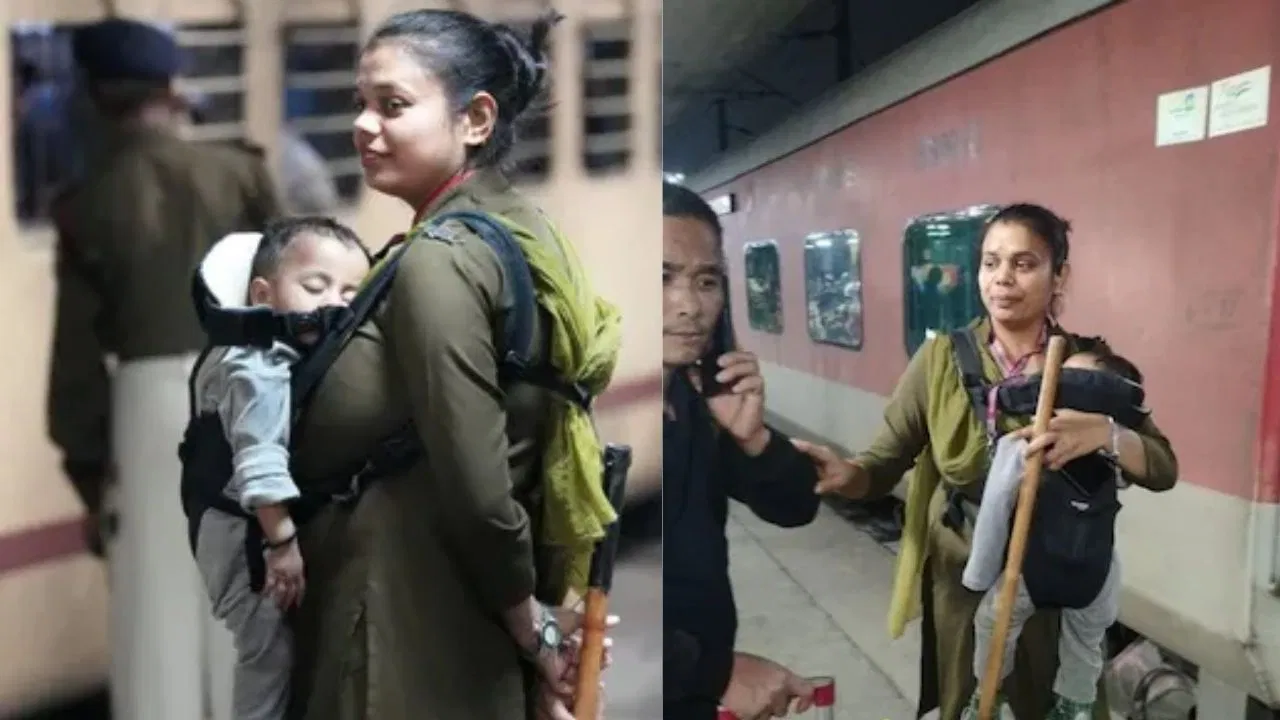 भगदड़ के बीच ड्यूटी पर तैनात महिला सिपाही की बहादुरी को सैल्यूट, गोद में बेटा, दिल में ड्यूटी