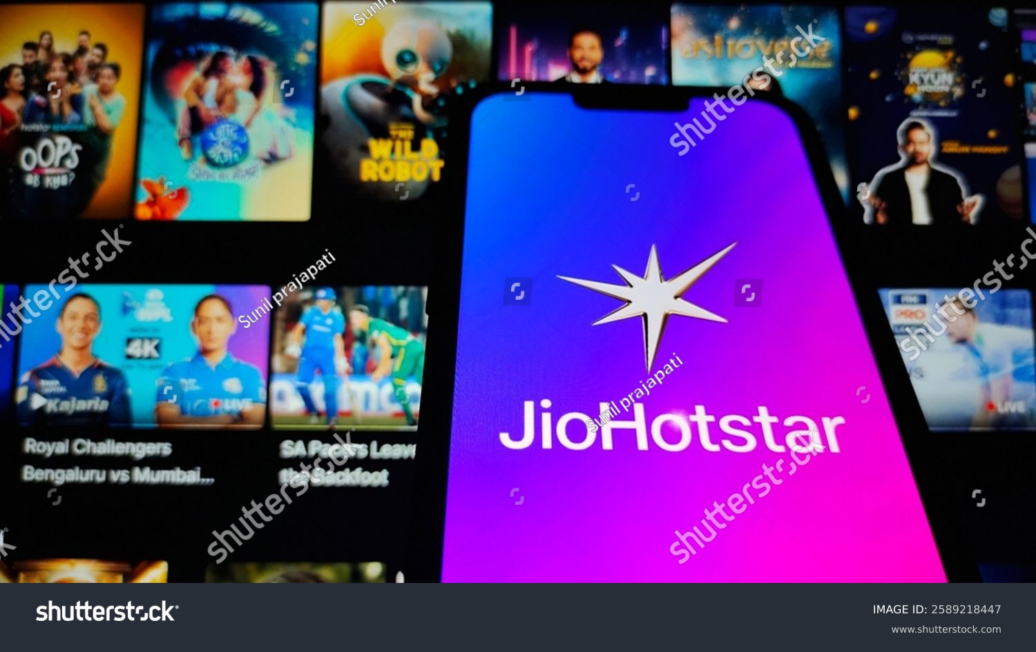 stock photo delhi india feb selective focus on smartphone screen displaying the jio hotstar logo at 2589218447