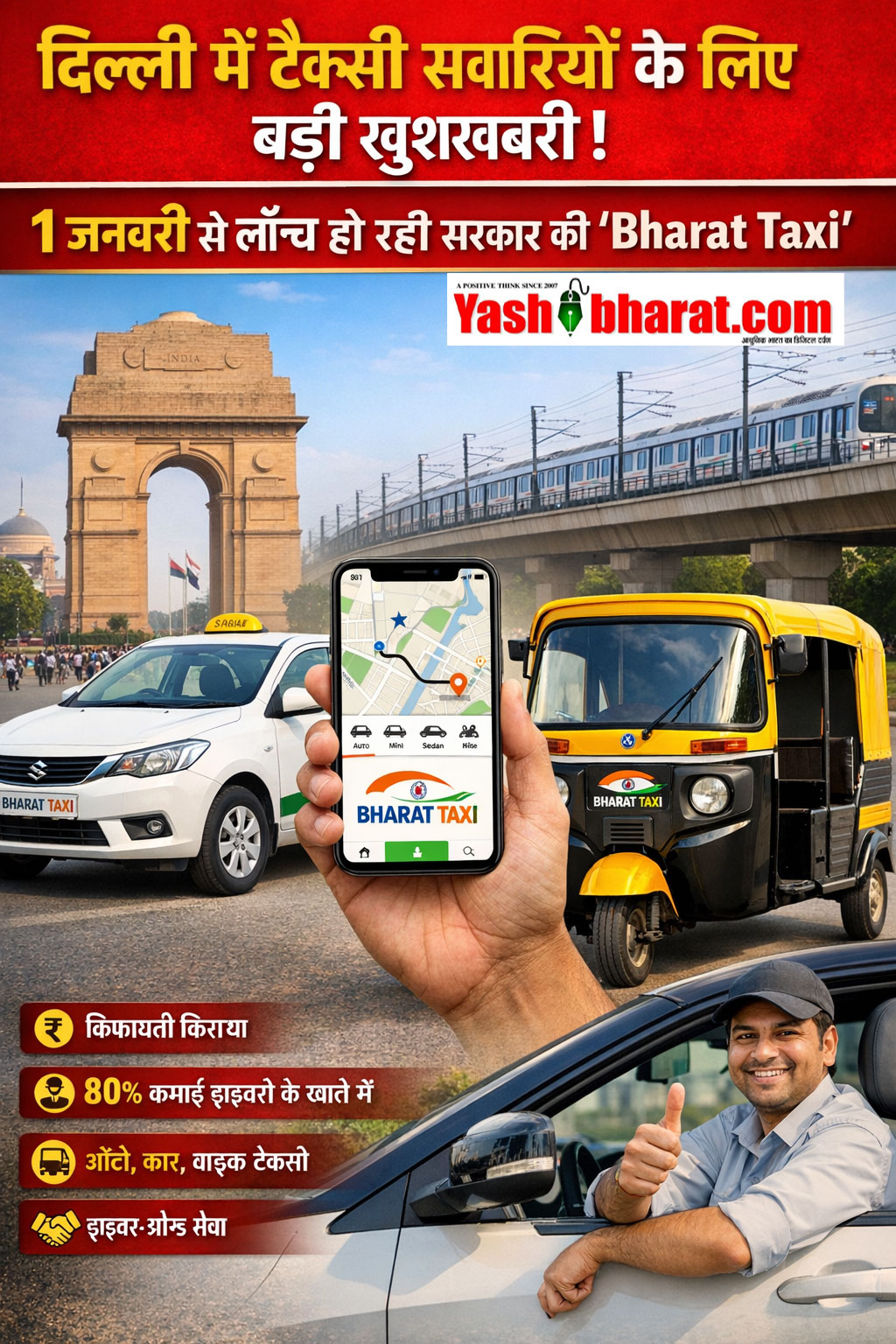 दिल्ली में टैक्सी सवारियों के लिए बड़ी खुशखबरी: 1 जनवरी से लॉन्च हो रही सरकार की ‘Bharat Taxi
