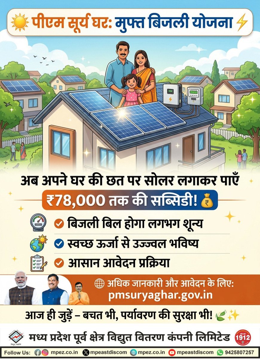 कटनी में पीएम सूर्य घर योजना से घरों में मुफ्त सौर बिजली का लाभ