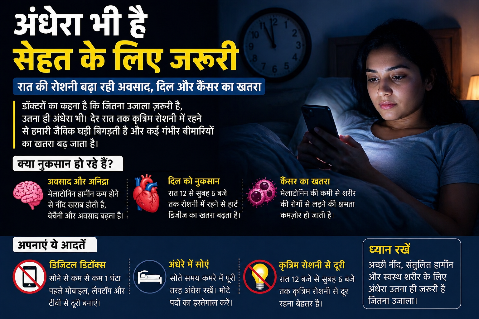 अंधेरा भी है सेहत के लिए जरूरी: रात की रोशनी बढ़ा रही अवसाद, दिल और कैंसर का खतरा