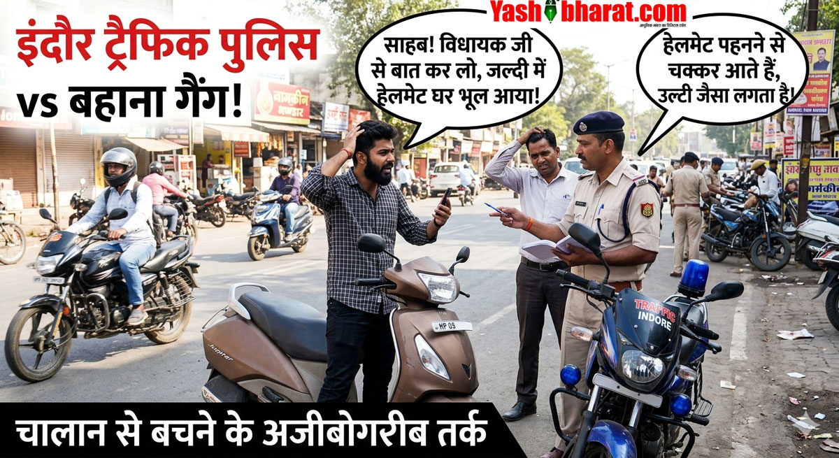 इंदौर की सड़कों पर 'बहाना पुराण': हेलमेट पहनने से किसी के बाल झड़ रहे तो किसी को आ रहे चक्कर