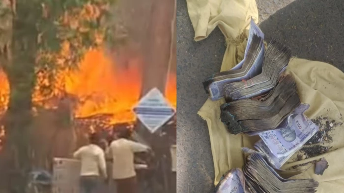 इंदौर-भोपाल मार्ग पर भीषण आग: नेवरी फाटा में खाटू श्याम मंदिर के पास कई झोपड़ियां जलकर खाक
