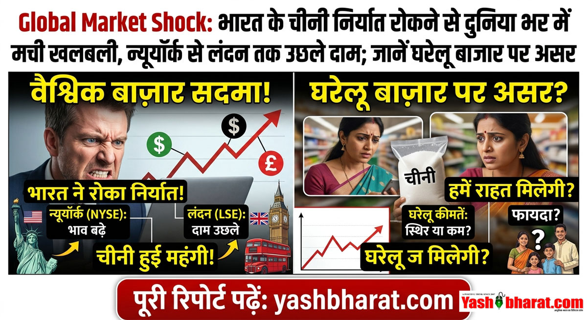Global Market Shock: भारत के चीनी निर्यात रोकने से दुनिया भर में मची खलबली, न्यूयॉर्क से लंदन तक उछले दाम; जानें घरेलू बाजार पर असर 22 Global Market Shock: भारत के चीनी निर्यात रोकने से दुनिया भर में मची खलबली, न्यूयॉर्क से लंदन तक उछले दाम; जानें घरेलू बाजार पर असर