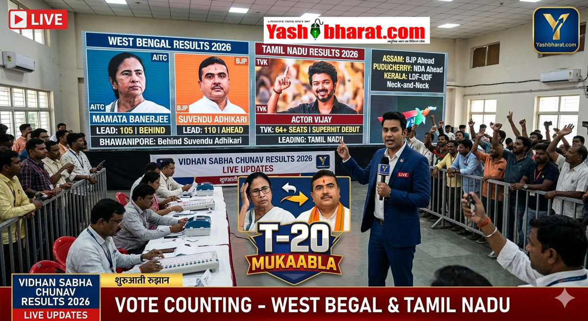 Yashbharat.com EXCLUSIVE: चुनावी सुनामी! तमिलनाडु में थलपति विजय का 'सुपरहिट' डेब्यू, बंगाल में ममता की कुर्सी खतरे में, असम में हिमंत का 'हैट्रिक' प्रहार 22 Yashbharat.com EXCLUSIVE: चुनावी सुनामी! तमिलनाडु में थलपति विजय का 'सुपरहिट' डेब्यू, बंगाल में ममता की कुर्सी खतरे में, असम में हिमंत का 'हैट्रिक' प्रहार