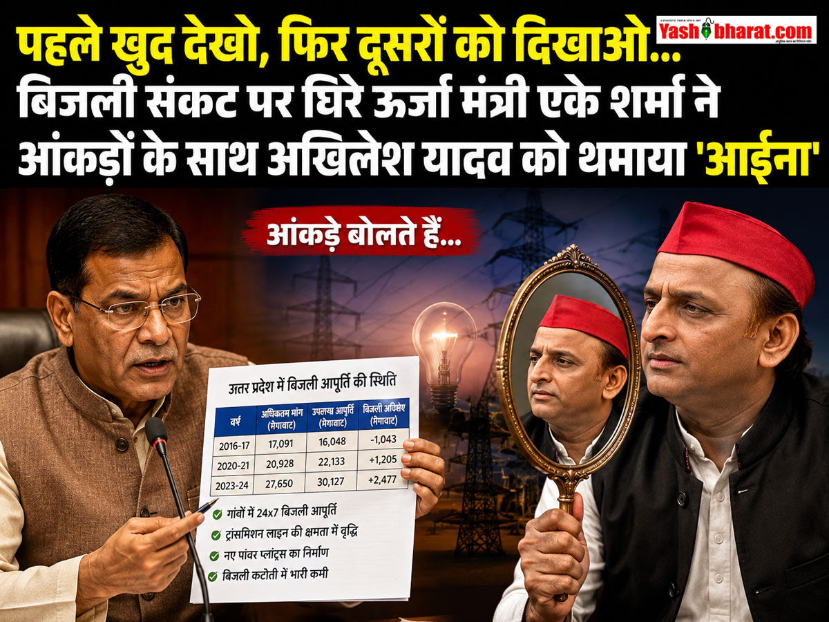 पहले खुद देखो, फिर दूसरों को दिखाओ... बिजली संकट पर घिरे ऊर्जा मंत्री एके शर्मा ने आंकड़ों के साथ अखिलेश यादव को थमाया 'आईना' 22 पहले खुद देखो, फिर दूसरों को दिखाओ... बिजली संकट पर घिरे ऊर्जा मंत्री एके शर्मा ने आंकड़ों के साथ अखिलेश यादव को थमाया 'आईना'