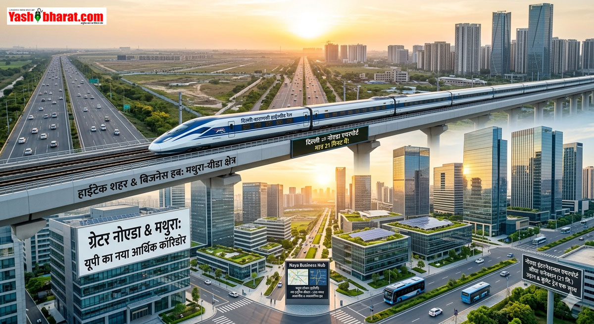 Delhi-Varanasi Bullet Train: दिल्ली से नोएडा एयरपोर्ट सिर्फ 21 मिनट-मथुरा के पास बसेंगे नए हाईटेक शहर, यूपी का यह इलाका बनेगा नया बिजनेस हब