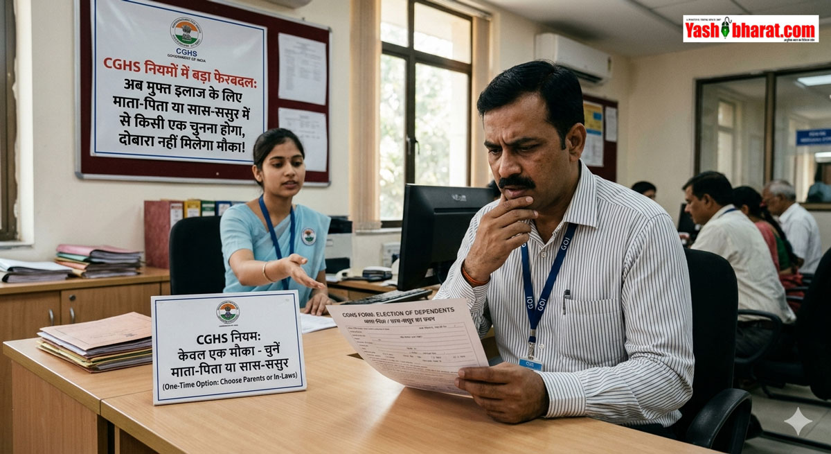 CGHS नियमों में बड़ा फेरबदल: अब मुफ्त इलाज के लिए माता-पिता या सास-ससुर में से कि‍सी एक चुनना होगा, दोबारा नहीं मिलेगा मौका