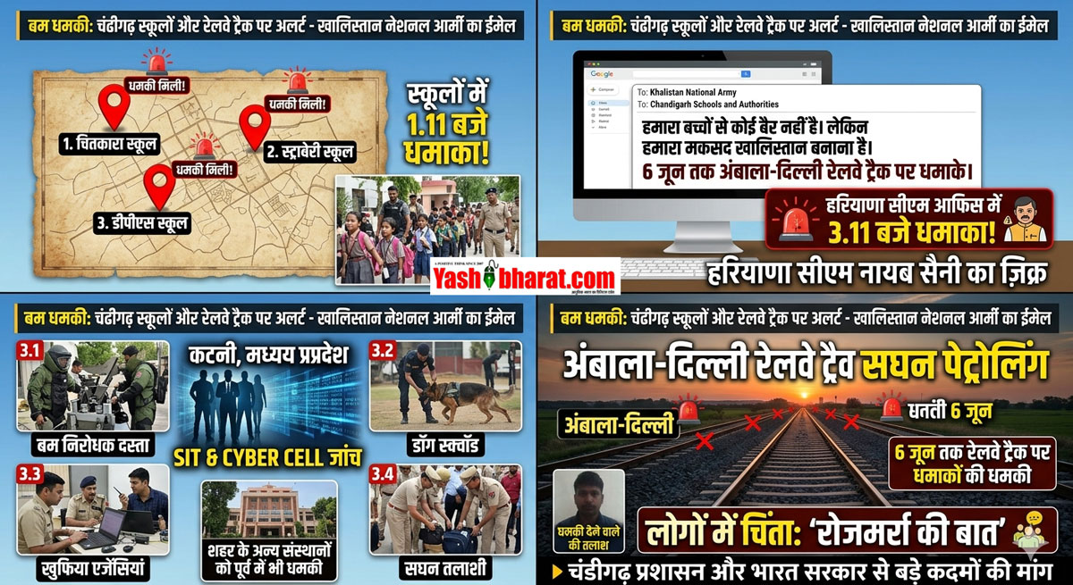 Chandigarh Bomb Threat: चंडीगढ़ के कई स्कूलों और हरियाणा CM ऑफिस को बम से उड़ाने की धमकी, 'खालिस्तान नेशनल आर्मी' के ईमेल से हड़कंप