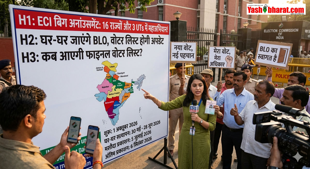 ECI Big Announcement: देश के 16 राज्यों और 3 UTs में चलेगा चुनाव आयोग का महाअभियान; घर-घर जाएंगे BLO, जानें कब जारी होगी आपके राज्य की फाइनल वोटर लिस्ट 22 ECI Big Announcement: देश के 16 राज्यों और 3 UTs में चलेगा चुनाव आयोग का महाअभियान; घर-घर जाएंगे BLO, जानें कब जारी होगी आपके राज्य की फाइनल वोटर लिस्ट