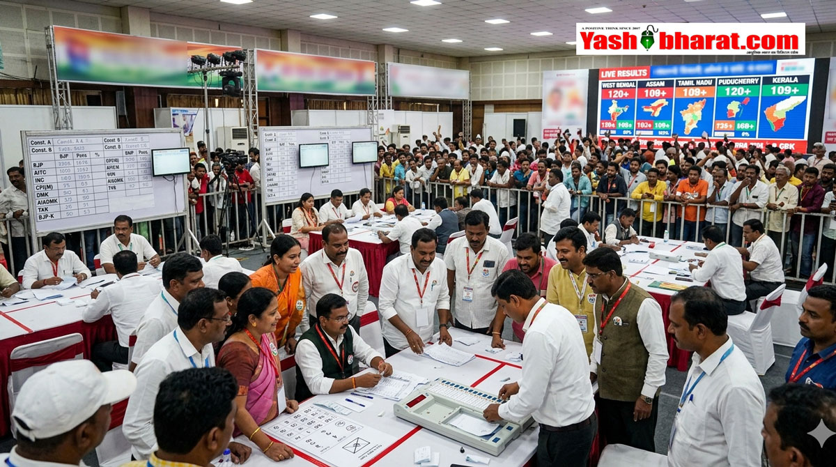 रुझान 2026: बंगाल, असम में बीजेपी सरकार, तमिलनाडु में डीएमके की कुर्सी पर खतरे के साथ विजय का धमाका और केरल में खुला BJP का खाता! 22 राज्यों के रुझान 2026: बंगाल के रण में 'दीदी Vs दादा' की कांटे की टक्कर, दोनों सीटों पर फंसी ममता; असम में 'कमल' की हैट्रिक, तमिलनाडु में विजय का धमाका और केरल में खुला BJP का खाता!