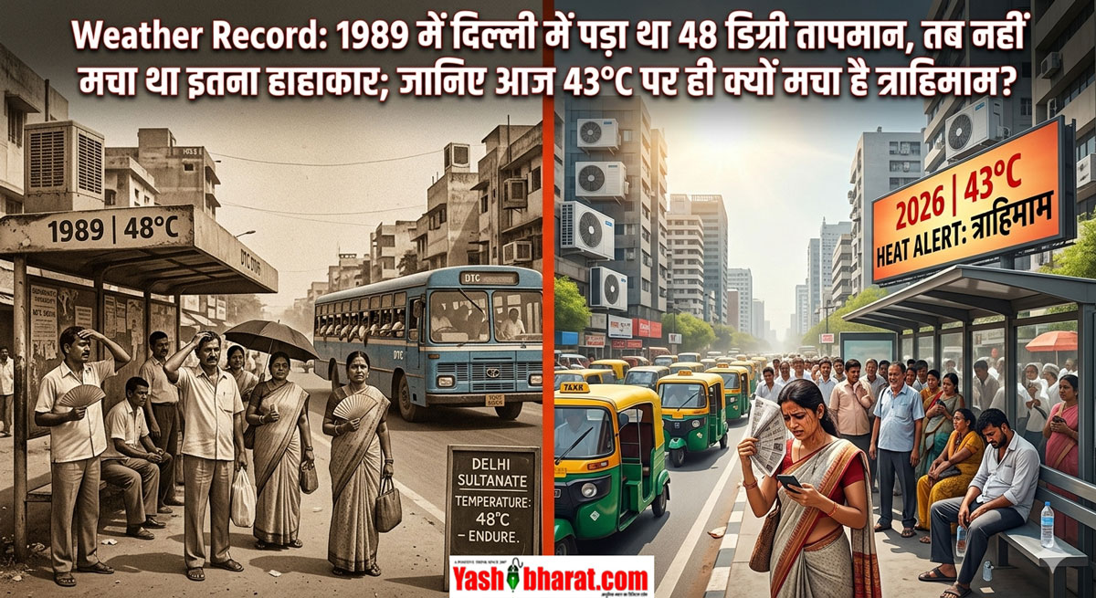 Weather Record: 1989 में दिल्ली में पड़ा था 48 डिग्री तापमान, तब नहीं मचा था इतना हाहाकार; जानिए आज 43°C पर ही क्यों मचा है त्राहिमाम? 22 Weather Record: 1989 में दिल्ली में पड़ा था 48 डिग्री तापमान, तब नहीं मचा था इतना हाहाकार; जानिए आज 43°C पर ही क्यों मचा है त्राहिमाम?
