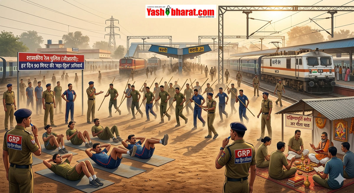 GRP Big Upgrade: रेल पुलिस के जवानों के लिए अब रोज 90 मिनट की 'महा-ड्रिल' अनिवार्य; दिन की शुरुआत 'स्तोत्र' से और अंत 'गीता पाठ' से, जानें नया नियम 22 GRP Big Upgrade: रेल पुलिस के जवानों के लिए अब रोज 90 मिनट की 'महा-ड्रिल' अनिवार्य; दिन की शुरुआत 'स्तोत्र' से और अंत 'गीता पाठ' से, जानें नया नियम