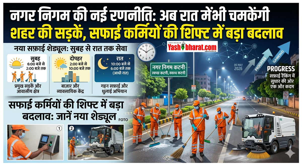 नगर निगम की नई रणनीति: अब रात में भी चमकेंगी शहर की सड़कें, सफाई कर्मियों की शिफ्ट में बड़ा बदलाव; जानें नया शेड्यूल