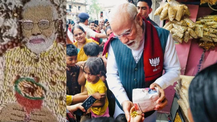 Viral Modi Jhalmuri Art: सोशल मीडिया पर छाई पीएम मोदी की 'झालमुड़ी वाली तस्वीर', जानें कलाकार ने क्यों चुना यह माध्यम - यशभारत डॉट कॉम