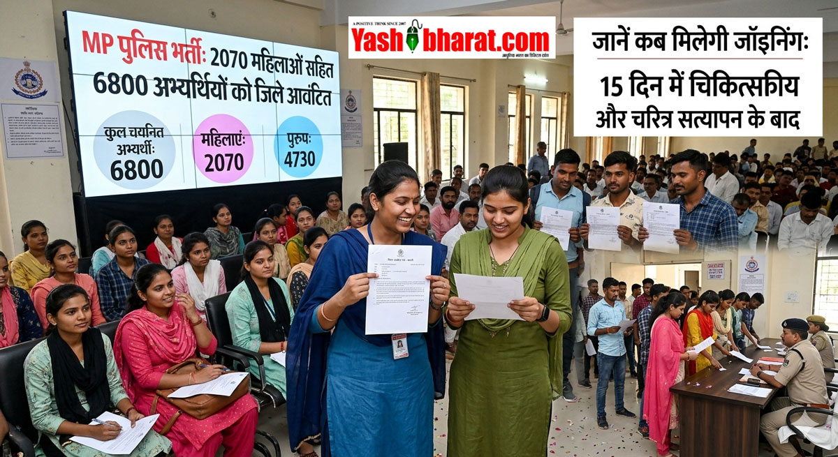 MP पुलिस भर्ती: 2070 महिलाओं सहित 6800 अभ्यर्थियों को जिले आवंटित; जानें कब मिलेगी जॉइनिंग