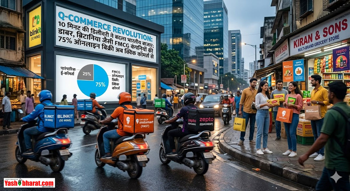 Q-Commerce Revolution: 10 मिनट की डिलीवरी ने बदला भारतीय बाजार; डाबर, ब्रिटानिया जैसी FMCG कंपनियों की 75% ऑनलाइन बिक्री अब क्विक कॉमर्स से 22 Q-Commerce Revolution: 10 मिनट की डिलीवरी ने बदला भारतीय बाजार; डाबर, ब्रिटानिया जैसी FMCG कंपनियों की 75% ऑनलाइन बिक्री अब क्विक कॉमर्स से