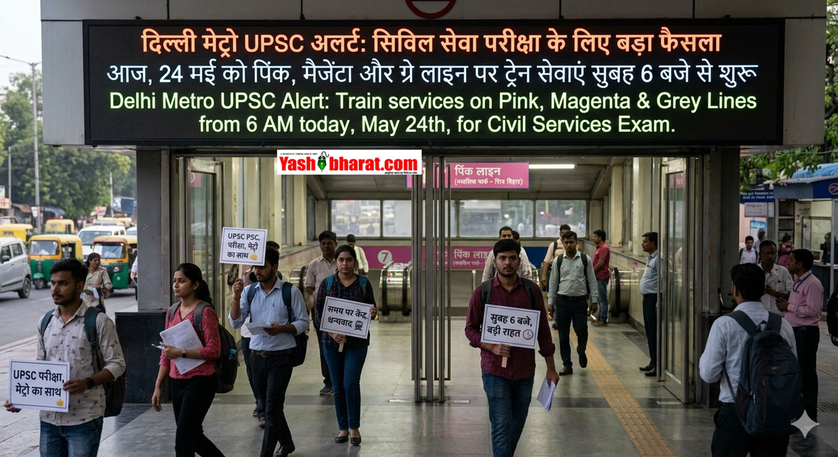 Delhi Metro UPSC Alert: सिविल सेवा परीक्षा के लिए दिल्ली मेट्रो का बड़ा फैसला, 24 मई को सुबह 6 बजे से चलेगी पिंक, मैजेंटा और ग्रे लाइन मेट्रो