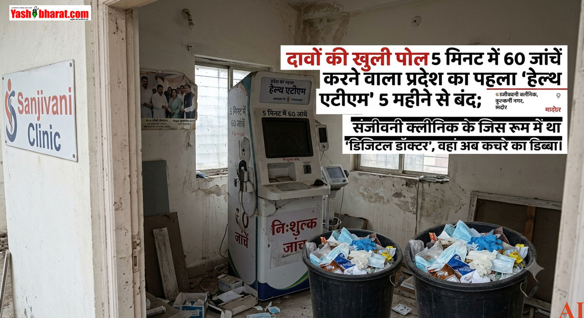 5 मिनट में 60 टेस्ट करने वाला प्रदेश का पहला 'हेल्थ एटीएम' 5 महीने से बंद; संजीवनी क्लीनिक के जिस रूम में था डिजिटल डॉक्टर, वहां अब कचरे का डिब्बा