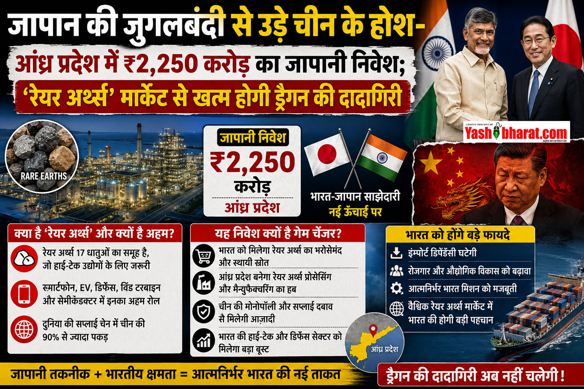 जापान की जुगलबंदी से उड़े चीन के होश- आंध्र प्रदेश में ₹2,250 करोड़ का जापानी निवेश; 'रेयर अर्थ्स' मार्केट से खत्म होगी ड्रैगन की दादागिरी