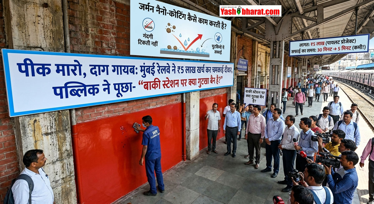 पीक मारो, दाग गायब: मुंबई रेलवे ने ₹5 लाख खर्च कर चमकाई दीवार, पब्लिक ने पूछा- 'बाकी स्टेशन पर क्या गुटखा बैन है?