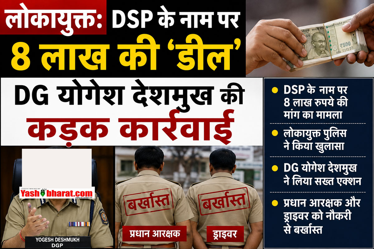 लोकायुक्त का महा-ऐक्शन: डीएसपी के नाम पर 8 लाख की 'डील' करने वाले हेड कांस्टेबल और ड्राइवर को DG योगेश देशमुख ने किया बर्खास्त
