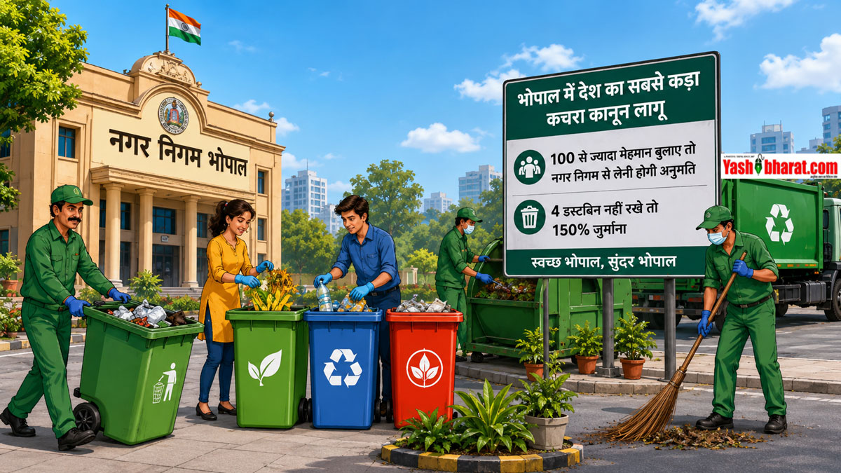 भोपाल में देश का सबसे कड़ा कचरा कानून लागू: 100 से ज्यादा मेहमान बुलाए तो नगर निगम से लेनी होगी अनुमति, 4 डस्टबिन नहीं रखे तो 150% जुर्माना