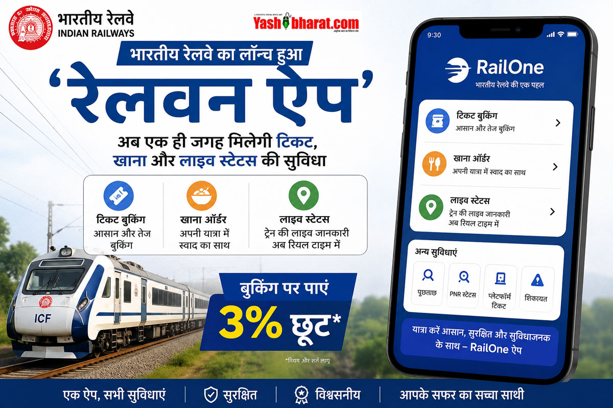 RailOne App Launch: भारतीय रेलवे का लॉन्च हुआ 'रेलवन ऐप'; अब एक ही जगह मिलेगी टिकट, खाना और लाइव स्टेटस की सुविधा; बुकिंग पर मिलेगी 3% छूट
