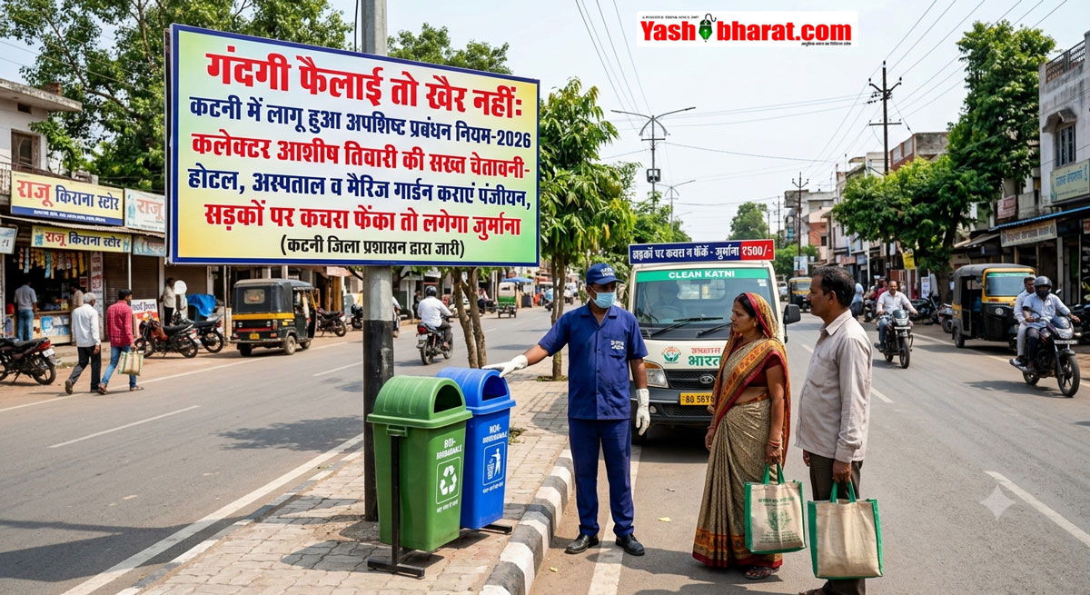 गंदगी फैलाई तो खैर नहीं: कटनी में लागू हुआ अपशिष्ट प्रबंधन नियम-2026; कलेक्टर आशीष तिवारी की सख्त चेतावनी- होटल, अस्पताल व मैरिज गार्डन कराएं पंजीयन, सड़कों पर कचरा फेंका तो लगेगा जुर्माना 22 गंदगी फैलाई तो खैर नहीं: कटनी में लागू हुआ अपशिष्ट प्रबंधन नियम-2026; कलेक्टर आशीष तिवारी की सख्त चेतावनी- होटल, अस्पताल व मैरिज गार्डन कराएं पंजीयन, सड़कों पर कचरा फेंका तो लगेगा जुर्माना