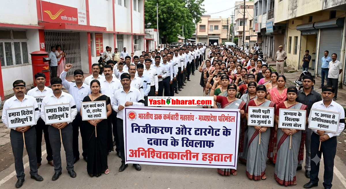 डाक कर्मचारियों का हल्ला बोल: निजीकरण और टारगेट के दबाव के खिलाफ 18 अगस्त से अनिश्चितकालीन हड़ताल; 20 जुलाई से काली पट्टी बांधकर विरोध