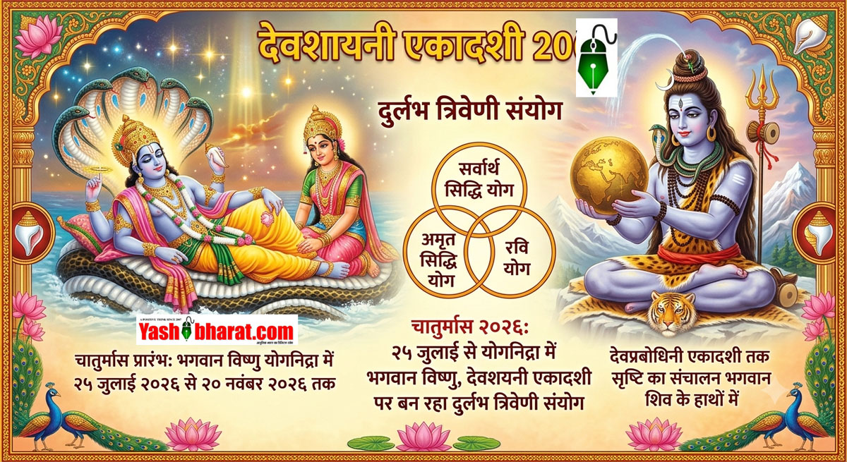 चातुर्मास 2026: 25 जुलाई से चार महीनों के लिए योगनिद्रा में जाएंगे भगवान विष्णु, देवशयनी एकादशी पर बन रहा है दुर्लभ 'त्रिवेणी संयोग'