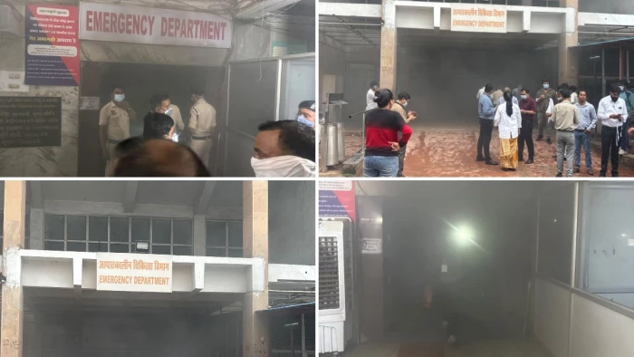 रायपुर मेकाहारा के इमरजेंसी वार्ड में लगी भीषण आग: मरीजों में मची भगदड़, आनन-फानन में अन्य विभागों में किए गए शिफ्ट