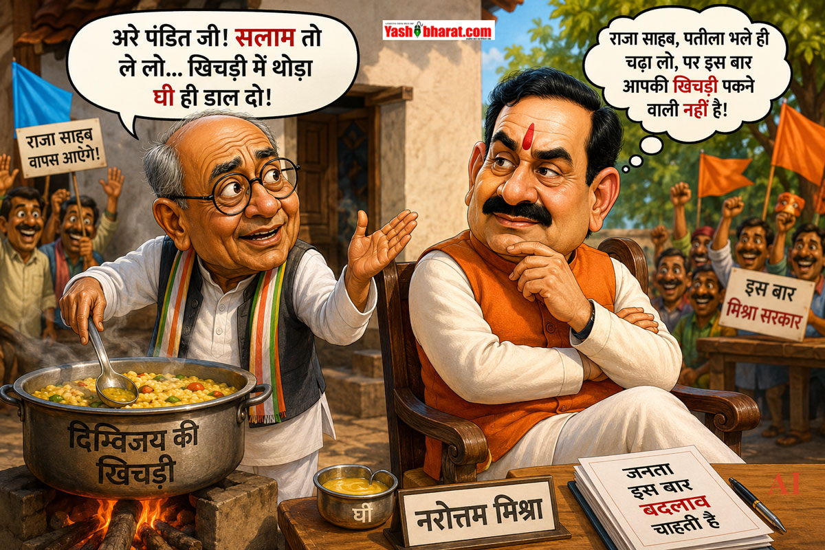 दतिया उपचुनाव में दिग्विजय की ‘खिचड़ी’ जली: नरोत्तम मिश्रा को ‘सलाम’ ठोकने वाले राजा साहब अब तू-तड़ाक पर उतरे; बोले- इनका स्वभाव तो रावण जैसा...