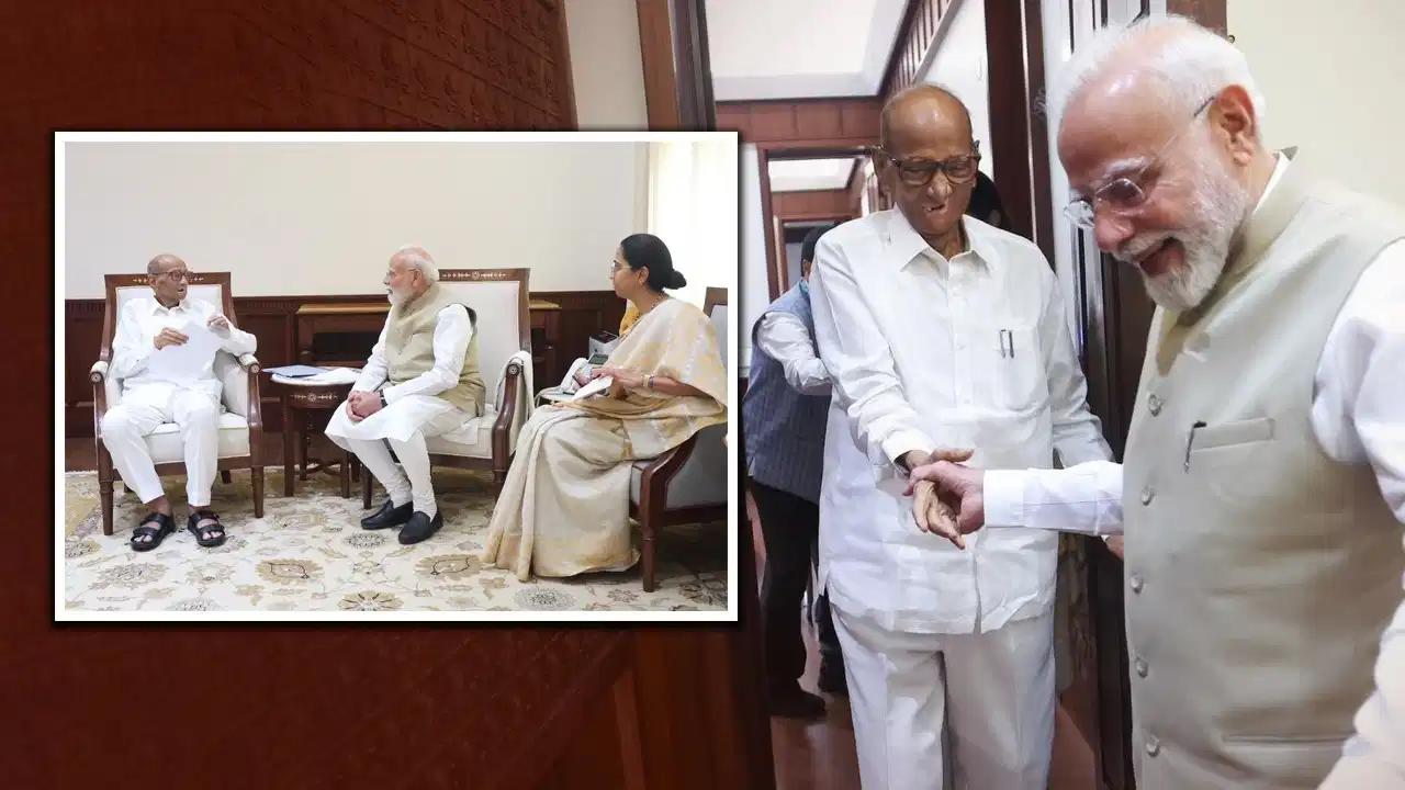 जंतर-मंतर पर छात्र आंदोलन के बीच पीएम मोदी से मिले शरद पवार और सुप्रिया सुले: हाथ थामे दिखे PM, सियासी हलचल तेज