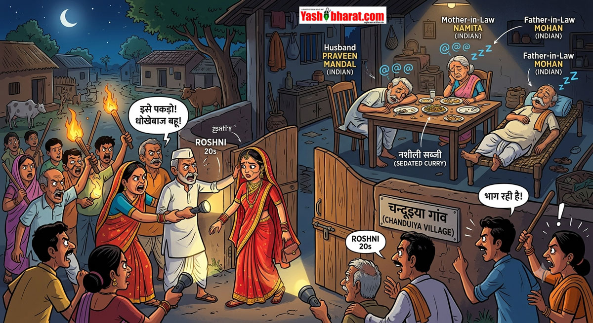 ससुराल में 'साइलेंट किलर' बनी बहू: खाने में जहर देकर सुलाया, फिर भागते ही ग्रामीणों ने दबोचा