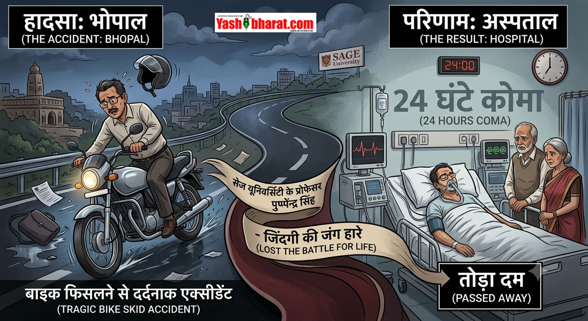 रीवा के लाल का भोपाल में दुखद अंत: SAGE University के प्रोफेसर का बाइक एक्सीडेंट, 24 घंटे कोमा में रहे