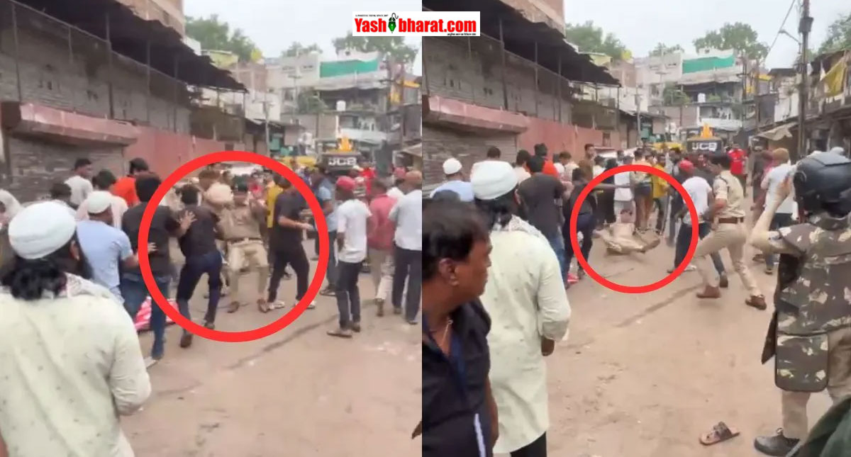 इंदौर में अतिक्रमण हटाने के दौरान युवक ने एडिशनल डीसीपी को दिया धक्का, जमीन पर गिरे अधिकारी; पुलिस ने सड़क पर की पिटाई