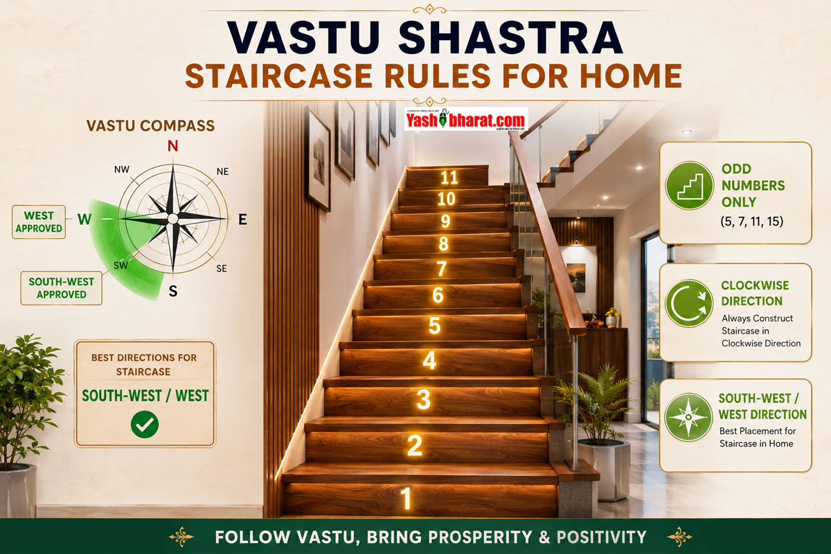 Number of Stairs in Vastu: वास्तु में क्यों माना जाता है सीढ़ियों की विषम संख्या को शुभ? जानें 5, 7, 11 सीढ़ियों का नियम 22 Number of Stairs in Vastu: वास्तु में क्यों माना जाता है सीढ़ियों की विषम संख्या को शुभ? जानें 5, 7, 11 सीढ़ियों का नियम