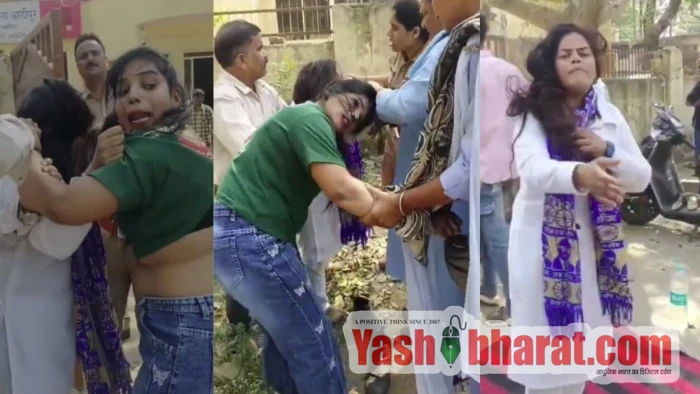 थाटीपुर थाने के बाहर दो महिलाओं में मारपीट, वीडियो वायरल; पुलिस पर हमला कराने का आरोप 10 13 10 2026 women marpeet m