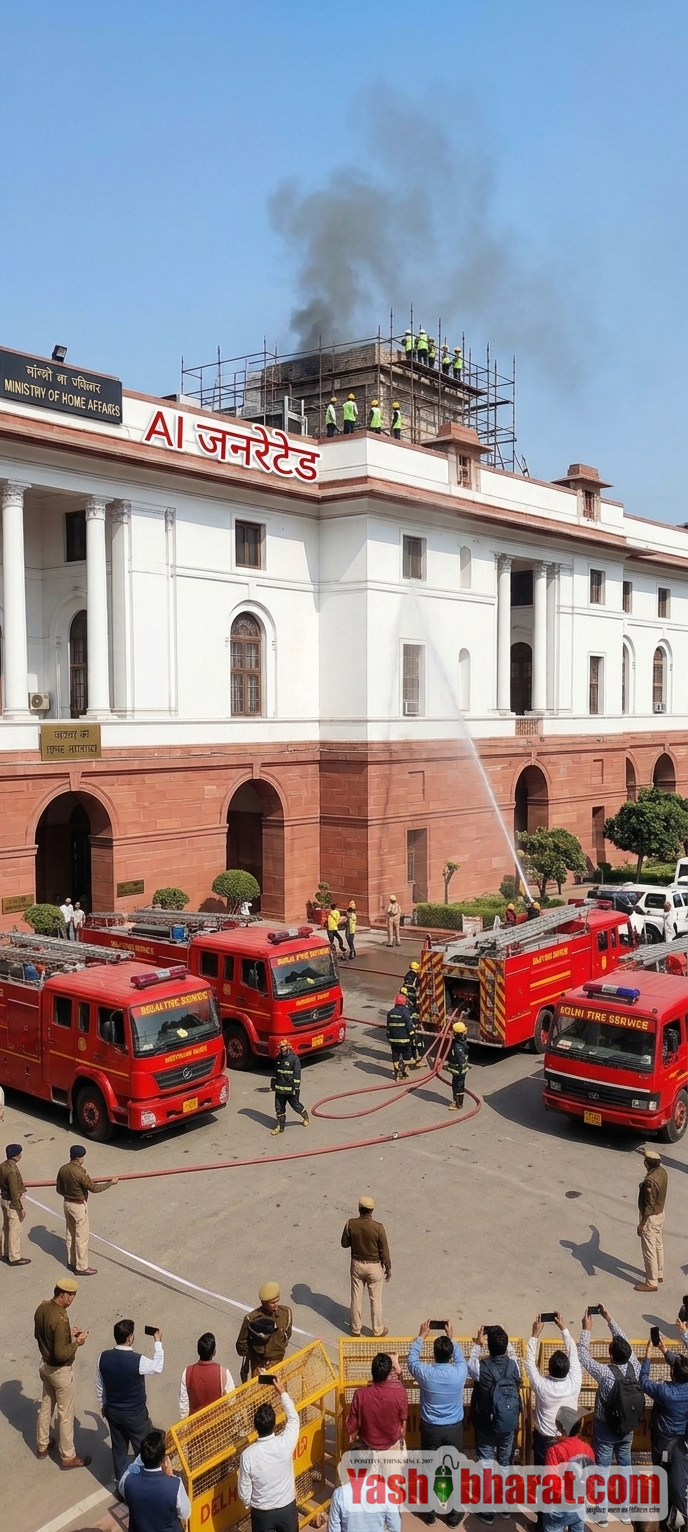 नॉर्थ ब्लॉक की छत पर एसी प्लांट में लगी आग: वेल्डिंग के दौरान मचा हड़कंप, 6 दमकल गाड़ियों ने पाया काबू 9 1793001479122