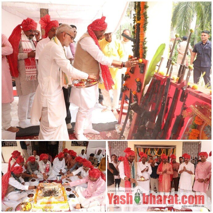 विजयादशमी पर पुलिस लाइन में राज्यमंत्री लखन पटेल ने किया विधि-विधान से शस्त्र पूजन,विधायक बडवारा,कलेक्टर आशीष तिवारी एवं एसपी अभिनय विश्वकर्मा ने भी की शस्त्र आराधना 10 Picsart 26 10 20 12 02 23 952