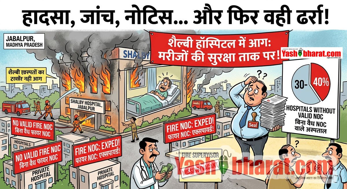 जबलपुर: शैल्बी हॉस्पिटल में आग के बाद फायर सेफ्टी पर उठे सवाल, 30-40% अस्पतालों के पास वैध NOC नहीं 10 जबलपुर: शैल्बी हॉस्पिटल में आग के बाद फायर सेफ्टी पर उठे सवाल, 30-40% अस्पतालों के पास वैध NOC नहीं