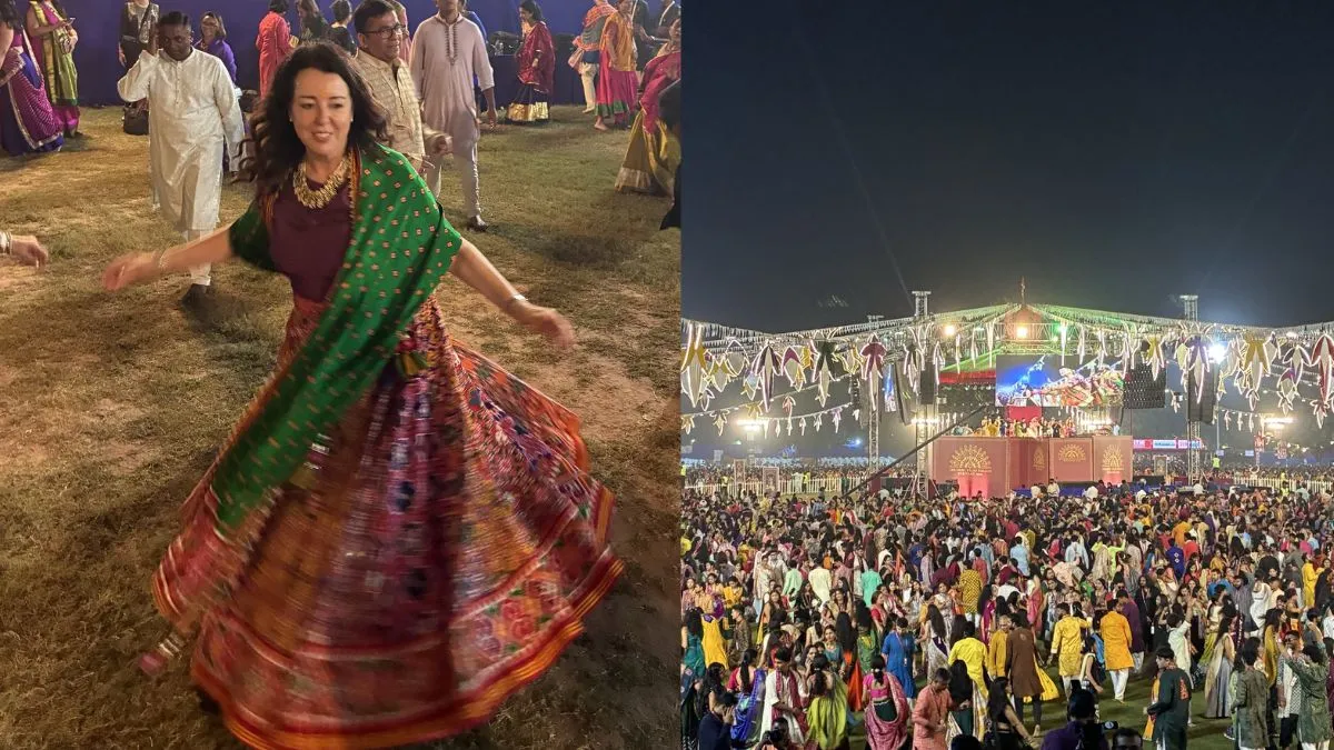 स्विट्जरलैंड की राजदूत ने भारतीय लिबास में खेला गरबा: स्विस एम्बेसडर माया तिस्साफी पर चढ़ा नवरात्र का रंग, 50 हजार लोगों के साथ मनाया जश्न 2 स्विट्जरलैंड की राजदूत ने भारतीय लिबास में खेला गरबा: स्विस एम्बेसडर माया तिस्साफी पर चढ़ा नवरात्र का रंग, 50 हजार लोगों के साथ मनाया जश्न